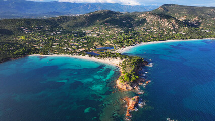 Obraz premium Aerial View of an Idyllic Coastal Landscape in Corsica