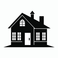 house silhouette vector on white background