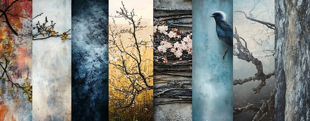 Textured Layers Collage with Nature Elements and Colors