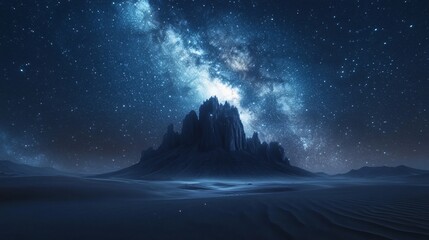 Fototapeta premium Starry Night in the Desert with Majestic Mountains and Rock Layers