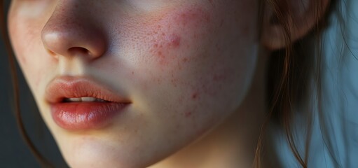 Acne pimple and scar on skin face disorders of sebaceous glands teenage girl skincare beauty problem