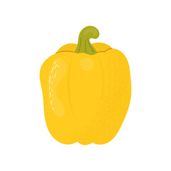 Whole yellow bell pepper. Fresh products. Yellow sweet paprika. Vector illustration isolated on white background.