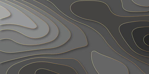 Abstract white and black papercut with lines. Background of the topographic map. White wave paper curved reliefs abstract background. Realistic papercut decoration textured with wavy layers.