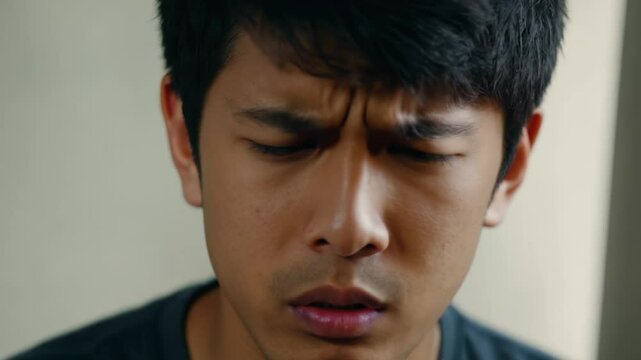 Young man experiencing confusion and frustration