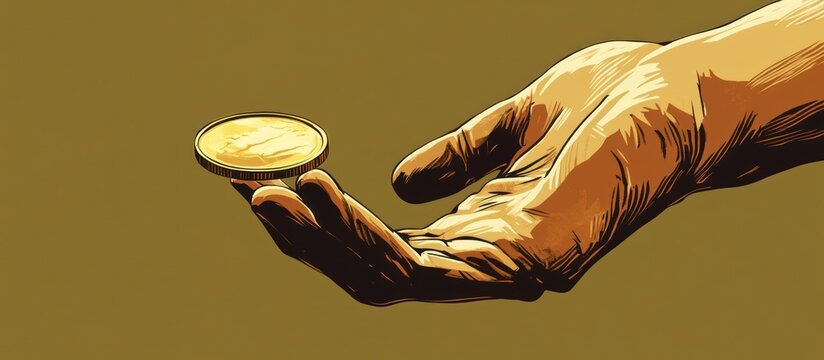 tan hand flipping a coin.
