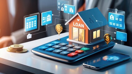 Fototapeta premium Show a property loan calculator with fields for interest rate, loan amount, and loan term.