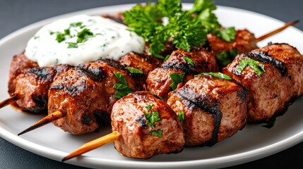 Grilled Lamb Kebabs with Mint Yogurt Sauce