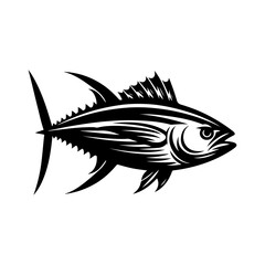 Tuna fish silhouette vector, Fish silhouette vector, Black fish icon silhouette illustration