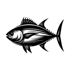 Tuna fish silhouette vector, Fish silhouette vector, Black fish icon silhouette illustration