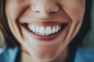 Bright smile of a young woman indoors during daytime