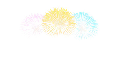 Fototapeta premium Multicolor firework bursts isolate on transparent background, cutout, png