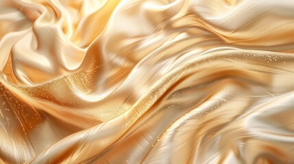 Obraz premium depicts golden silk fabric that is flowing and shimmering in the light.