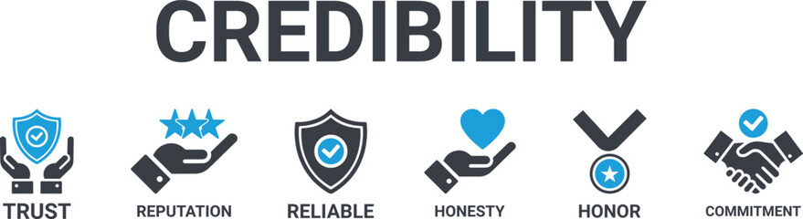 Credibility icon - vector illustration Line art . credibility, integrity, trust, reliable, commitment, regard, reputation, infographic, template, presentation, concept, banner, pictogram, icon set, ic