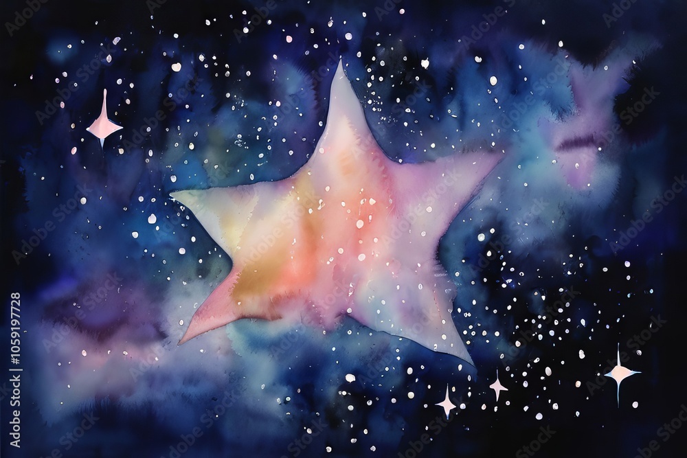 Poster watercolor star blobs stars rendered as soft watercolor blobs bl