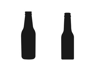 Beer bottle silhouette vector art. Big Set of silhouette wine bottles. Bottle of beer icon. pub, bar symbol. UI. Web. Logo. vector symbol flat illustration on white background.