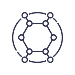 Hexagonal molecular structure symbolizing chemical bonds and molecular composition.