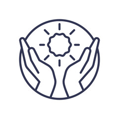 Obraz premium Hands cradling a sun symbol, representing care and growth.
