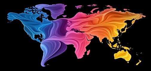 Obraz premium World map with bright digital network, ideal for themes of globalization, international connectivity, and digital information flow