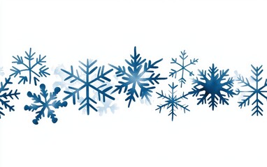 A beautiful collection of blue snowflakes on a white background, perfect for winter-themed designs.