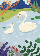 swans on the lake