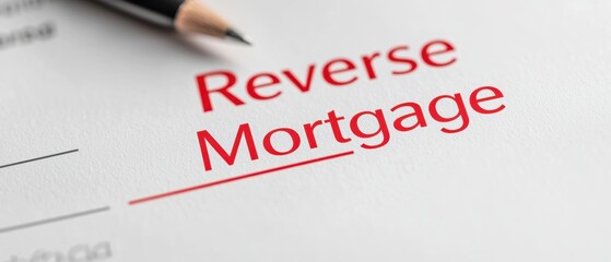 Obraz premium Close-up view of a reverse mortgage document with a pencil, emphasizing financial planning and home equity.
