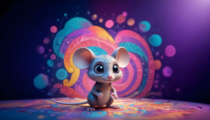 A cheerful fantastical cartoon mouse