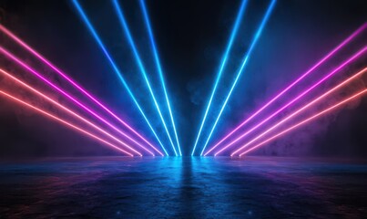 Obraz premium Neon laser lights creating colorful effects in a dark environment