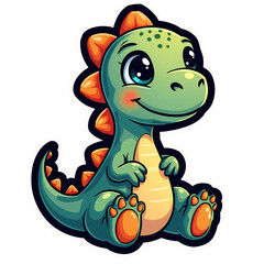 Fototapeta premium Chibi dinosaur character, stylized in a cute and colorful manner. 
