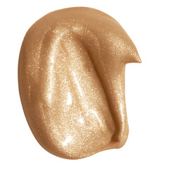 Smear of shimmering foundation cream on an empty background. Makeup product, radiant texture.