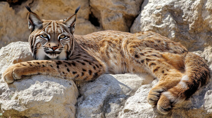 Obraz premium The Iberian lynx is a type of wild cat found in Jaén, Spain.