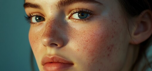 Acne pimple and scar on skin face disorders of sebaceous glands teenage girl skincare beauty problem