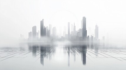 Fototapeta premium Bright Urban Dreamscape: CBD Skyline with E-Commerce and Automotive Advertising under a Radiant Sun