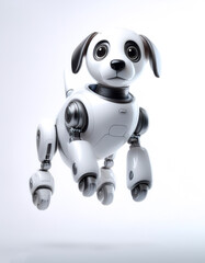 AI Dog Robot floating or flying isolated white background