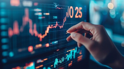 Market Analysis on Digital Screen with Graphs and Data