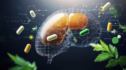 An infographic showing how certain herbal supplements can affect liver function, with