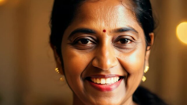 Indian woman smiling with different expressions