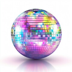 Obraz premium Disco Ball with Reflective Surface Isolated on White Background