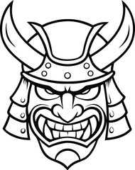 samurai mask vector illustration  black and white