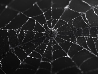 Obraz premium a spider's web with a night sky background, highlighting the intricate details and patterns of the spider's silk.