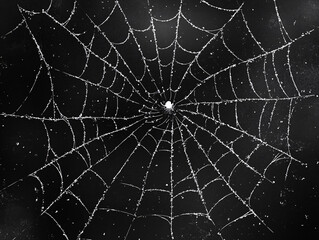 Obraz premium a spider's web with a night sky background, highlighting the intricate details and patterns of the spider's silk.