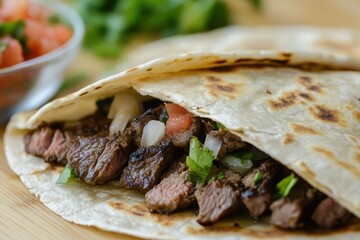 Classic Mexican treat called a steak quesadilla