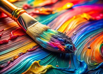 Fototapeta premium Abstract Brush Stroke Symbol in Macro Photography - Vibrant Colors, Textures, Artistic Expression, Close-Up Details, Creative Designs for Contemporary Art Lovers and Interior Decor
