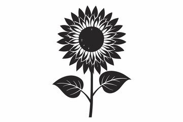 Sunflower Silhouette Vector in Full Bloom