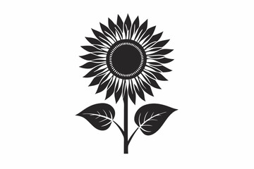Fototapeta premium Sunflower Silhouette Vector in Full Bloom