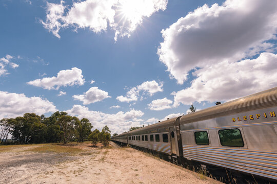 The iconic 'Southern Aurora' passenger train stopped at remote Ben Bullen Station