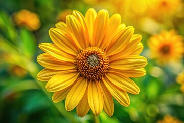 Yellow flower in summer garden, Extreme Close-Up