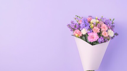 Elegant Bouquet of Lisianthus Flowers on Purple Background