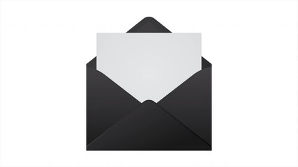 Animation of the opening envelope with white paper. Email message icon animation. Message notification animation. Mail and messaging icon