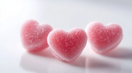 Obraz premium Sweet Romance - Minimalist Composition of Light Pink Heart-shaped Candy on White Surface