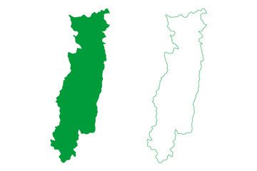 Jiquirica municipality (Bahia state, Municipalities of Brazil, Federative Republic of Brazil) map vector illustration, scribble sketch Jiquirica map